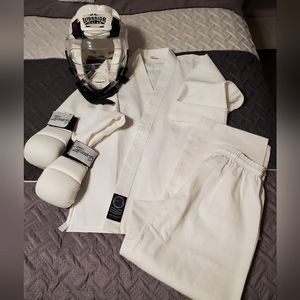 Karate GI / Uniform EUC includes gloves & headgear